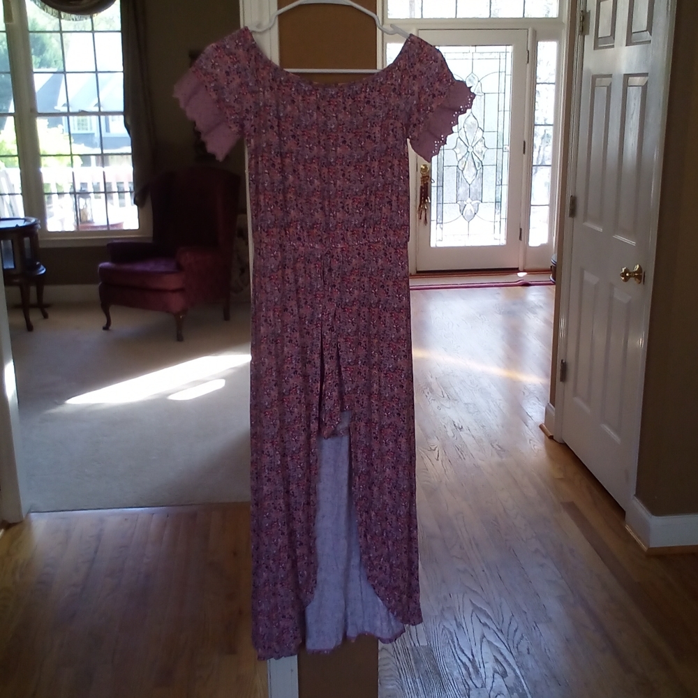 Dusty pink floral girls walk out dress